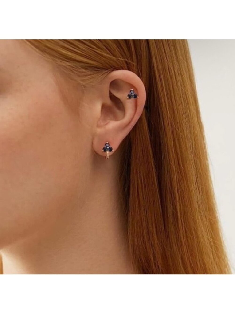14k Gold Plated Blue Cubic Zirconia Stud Earring Set | Hypoallergenic